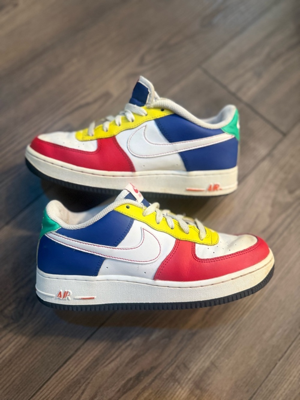 Nike Air Force 1 Low Multi Color Youth 6Y Womens 7.5 Colorblock Distressed AF1